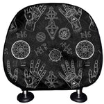 Black And White Wiccan Palmistry Print Car Headrest Covers