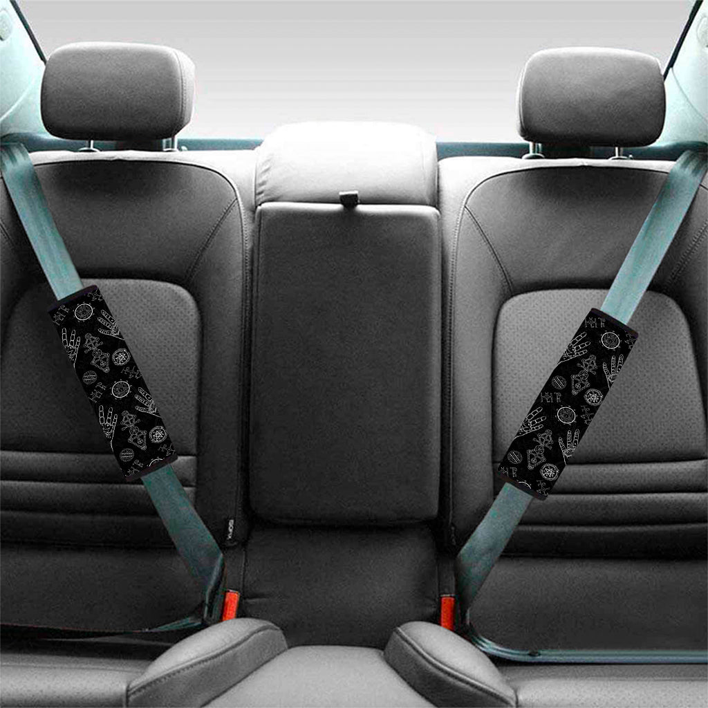 Black And White Wiccan Palmistry Print Car Seat Belt Covers