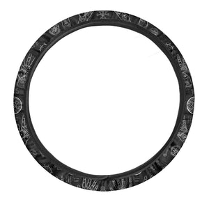 Black And White Wiccan Palmistry Print Car Steering Wheel Cover