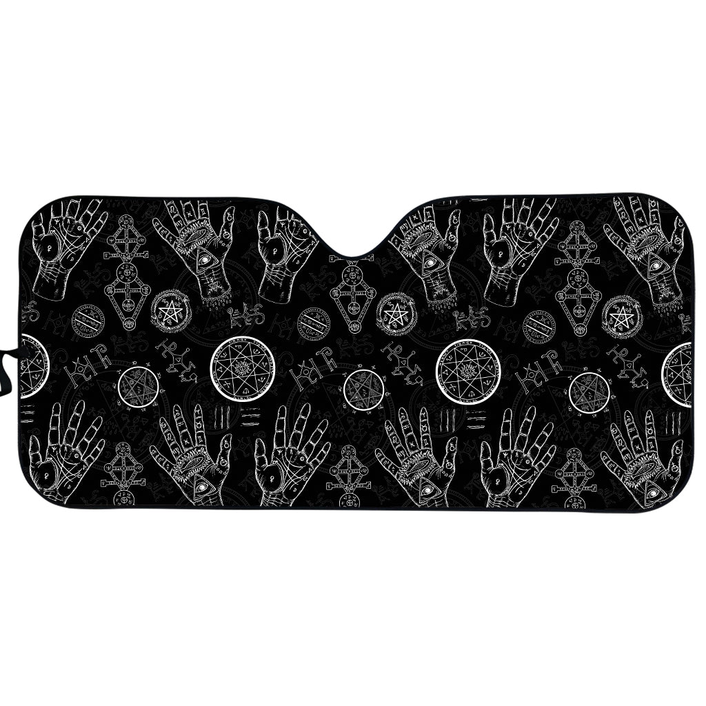 Black And White Wiccan Palmistry Print Car Sun Shade