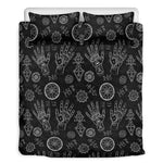 Black And White Wiccan Palmistry Print Duvet Cover Bedding Set