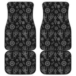 Black And White Wiccan Palmistry Print Front and Back Car Floor Mats