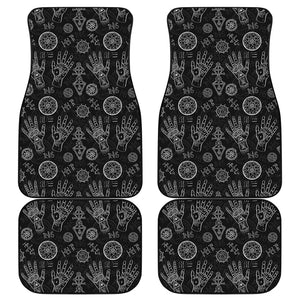 Black And White Wiccan Palmistry Print Front and Back Car Floor Mats