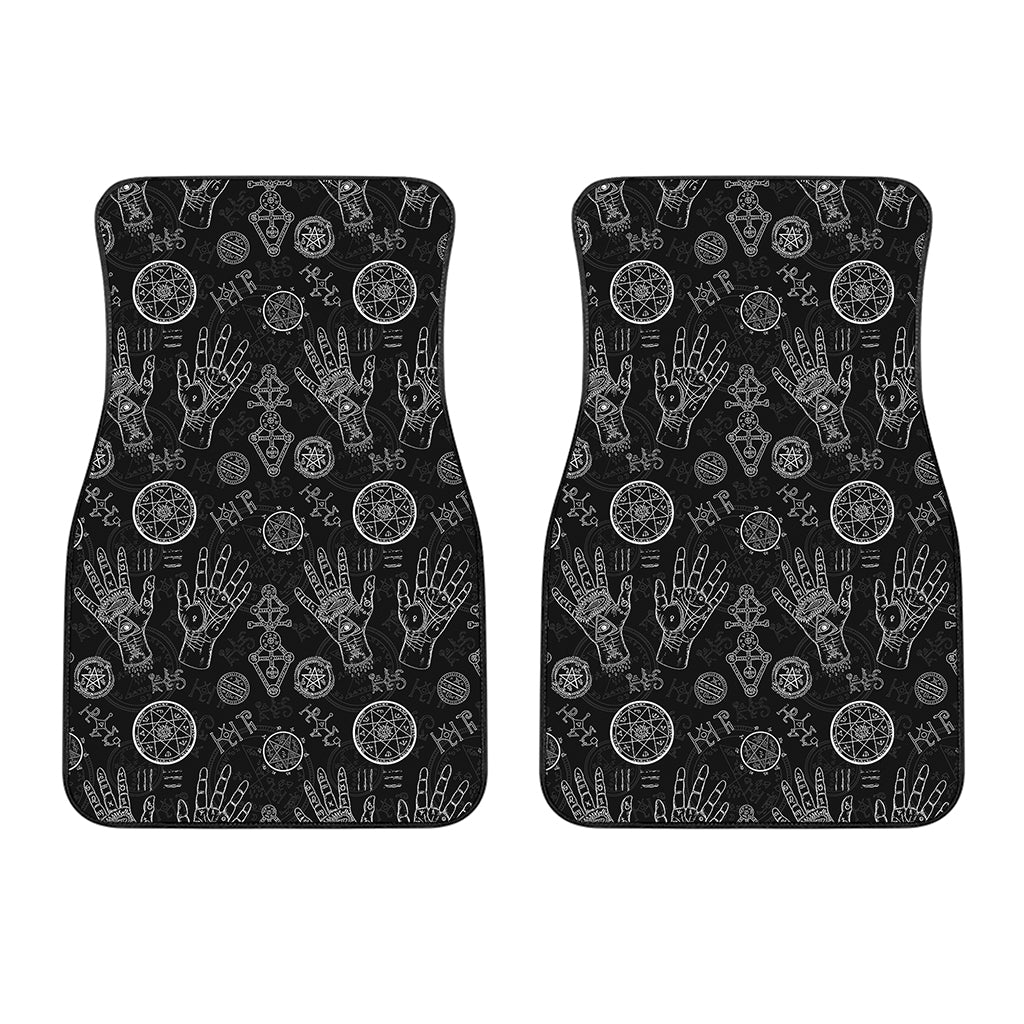 Black And White Wiccan Palmistry Print Front Car Floor Mats