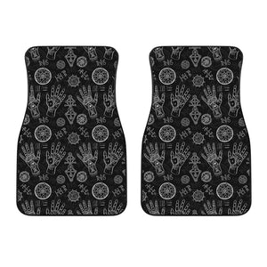 Black And White Wiccan Palmistry Print Front Car Floor Mats