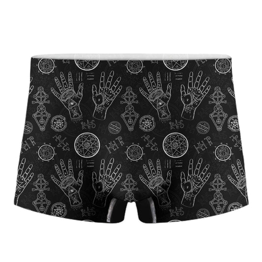 Black And White Wiccan Palmistry Print Men's Boxer Briefs