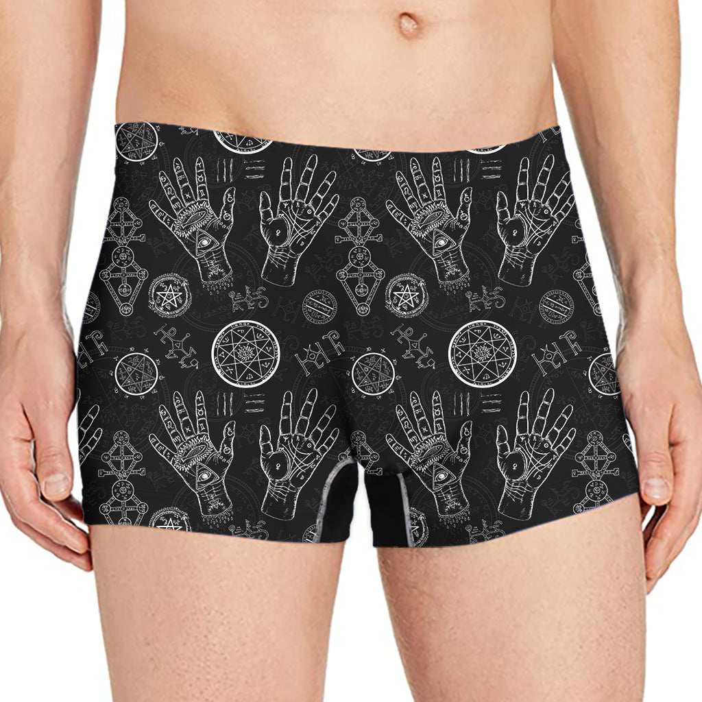 Black And White Wiccan Palmistry Print Men's Boxer Briefs