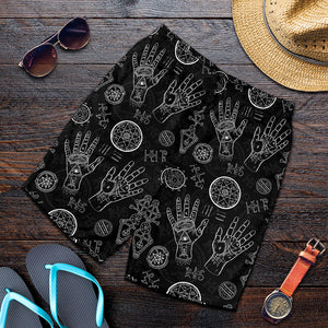 Black And White Wiccan Palmistry Print Men's Shorts