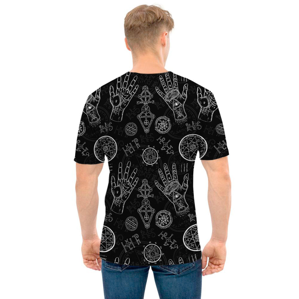 Black And White Wiccan Palmistry Print Men's T-Shirt