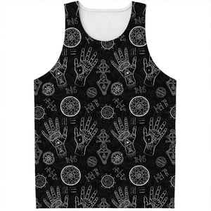 Black And White Wiccan Palmistry Print Men's Tank Top