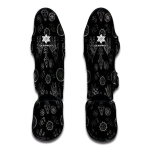 Black And White Wiccan Palmistry Print Muay Thai Shin Guard