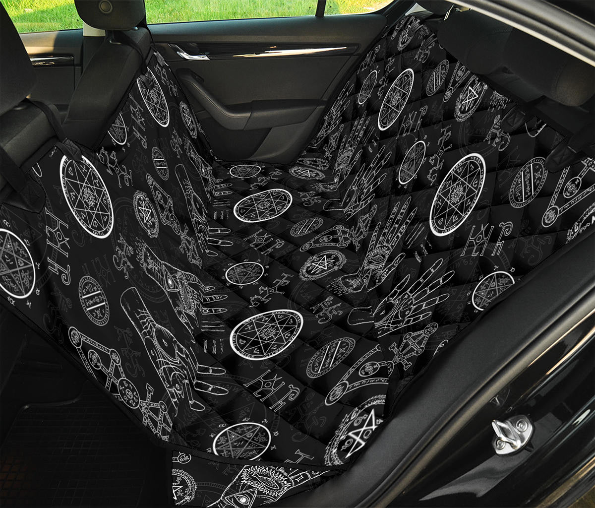 Black And White Wiccan Palmistry Print Pet Car Back Seat Cover