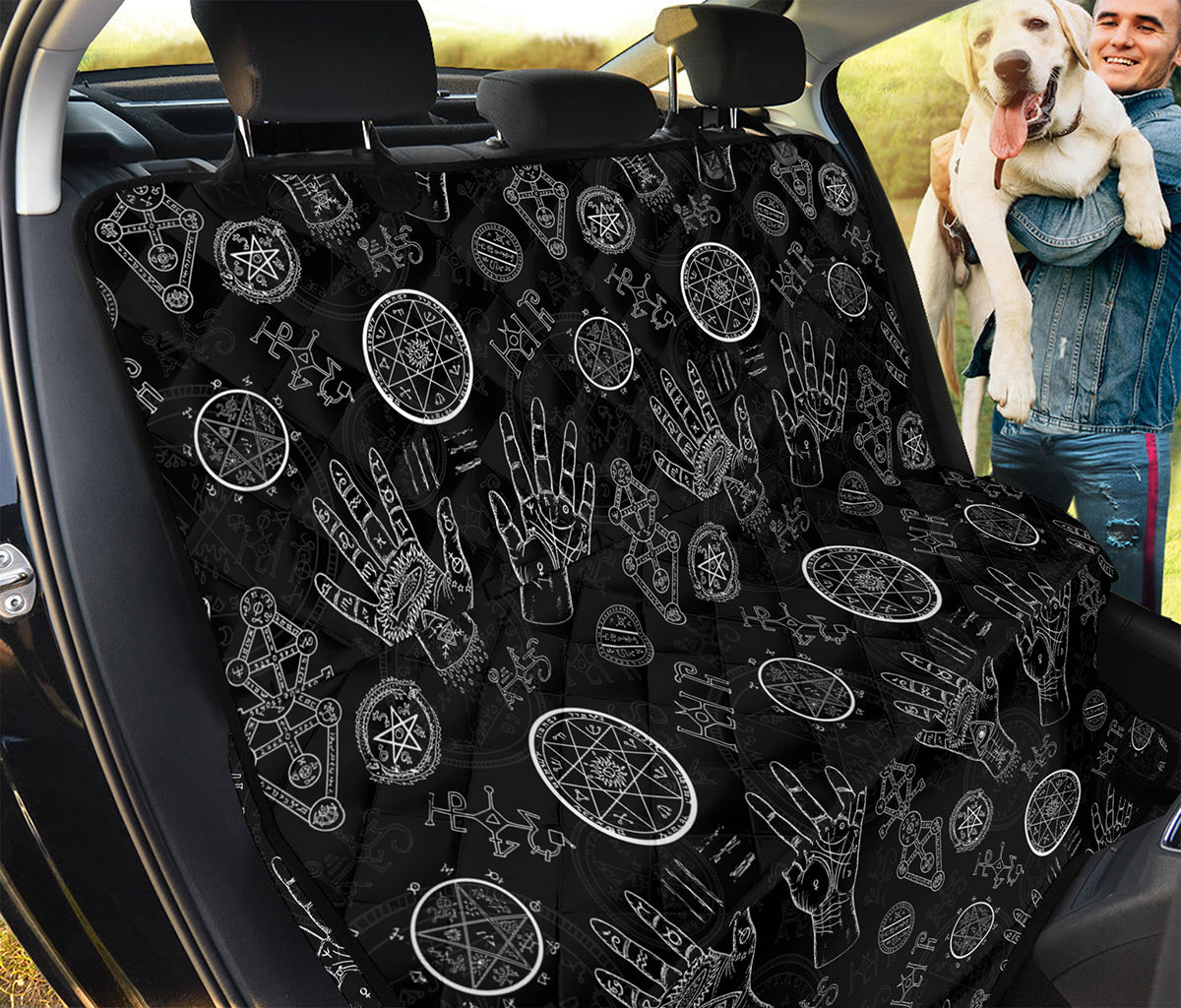 Black And White Wiccan Palmistry Print Pet Car Back Seat Cover