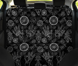 Black And White Wiccan Palmistry Print Pet Car Back Seat Cover