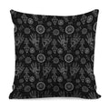Black And White Wiccan Palmistry Print Pillow Cover