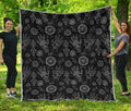 Black And White Wiccan Palmistry Print Quilt