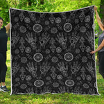 Black And White Wiccan Palmistry Print Quilt