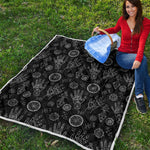 Black And White Wiccan Palmistry Print Quilt