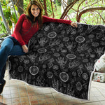 Black And White Wiccan Palmistry Print Quilt