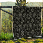 Black And White Wiccan Palmistry Print Quilt