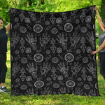 Black And White Wiccan Palmistry Print Quilt