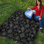 Black And White Wiccan Palmistry Print Quilt
