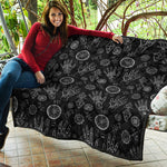 Black And White Wiccan Palmistry Print Quilt