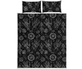 Black And White Wiccan Palmistry Print Quilt Bed Set