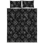 Black And White Wiccan Palmistry Print Quilt Bed Set