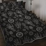Black And White Wiccan Palmistry Print Quilt Bed Set