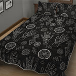 Black And White Wiccan Palmistry Print Quilt Bed Set