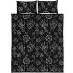 Black And White Wiccan Palmistry Print Quilt Bed Set