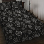 Black And White Wiccan Palmistry Print Quilt Bed Set