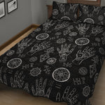 Black And White Wiccan Palmistry Print Quilt Bed Set
