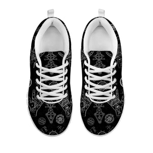 Black And White Wiccan Palmistry Print White Sneakers