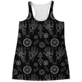 Black And White Wiccan Palmistry Print Women's Racerback Tank Top