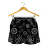 Black And White Wiccan Palmistry Print Women's Shorts