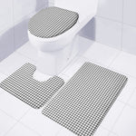 Black And White Windowpane Pattern Print 3 Piece Bath Mat Set