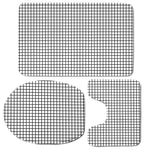Black And White Windowpane Pattern Print 3 Piece Bath Mat Set