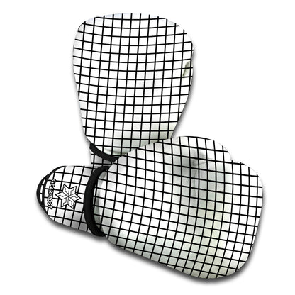 Black And White Windowpane Pattern Print Boxing Gloves