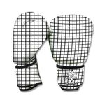 Black And White Windowpane Pattern Print Boxing Gloves