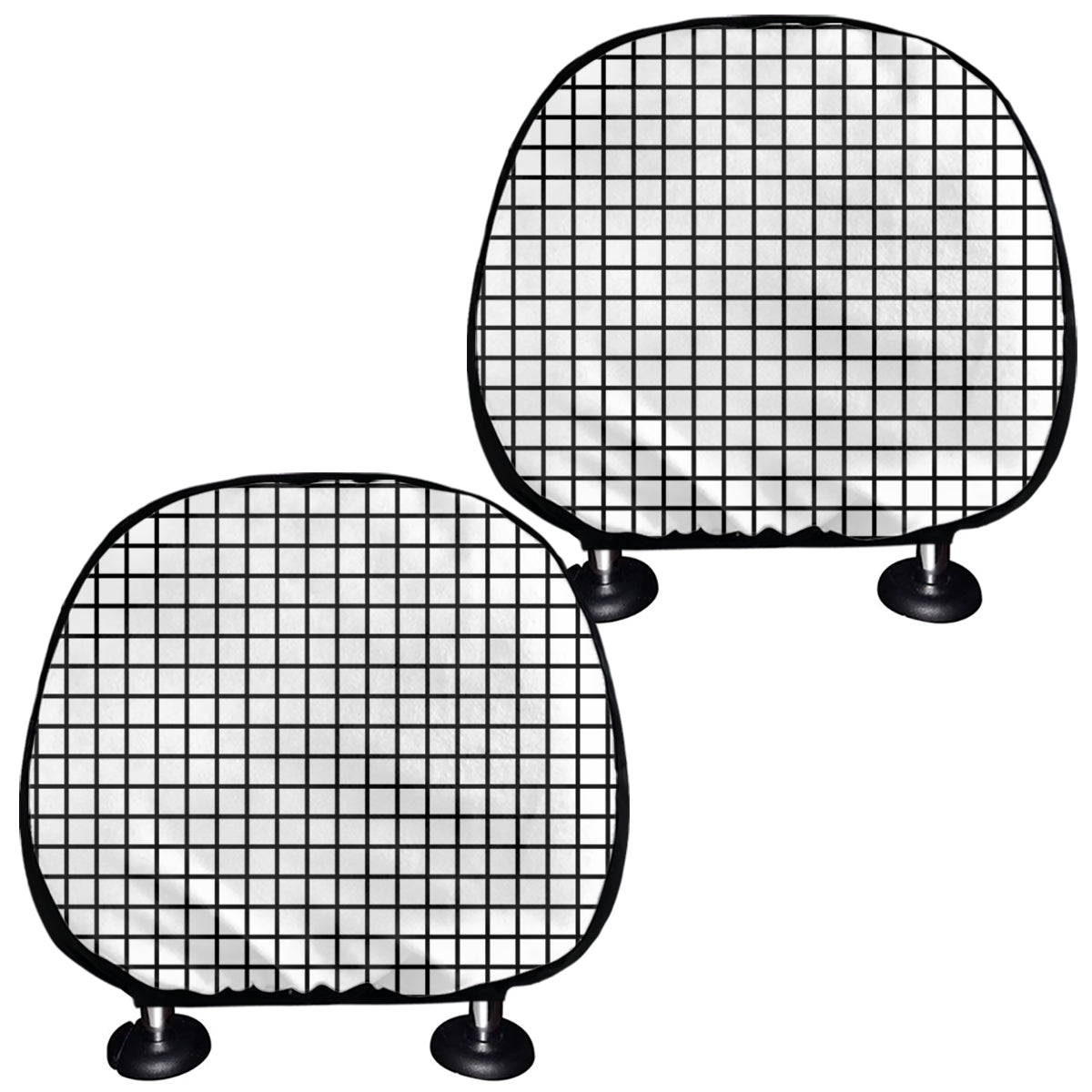 Black And White Windowpane Pattern Print Car Headrest Covers