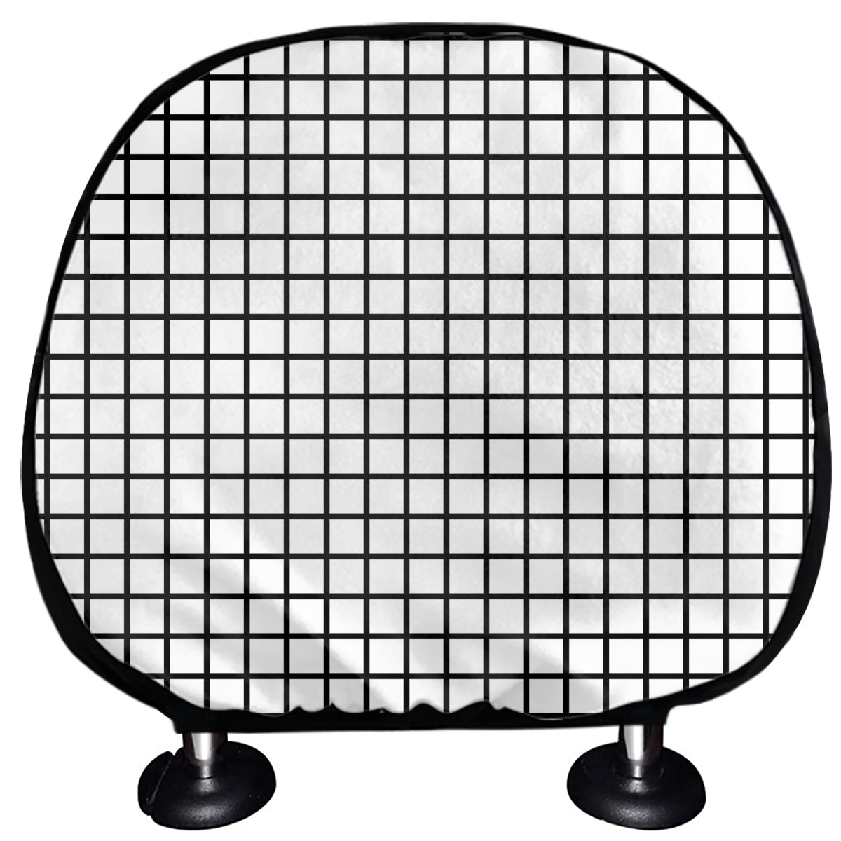 Black And White Windowpane Pattern Print Car Headrest Covers