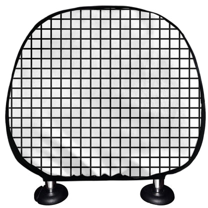 Black And White Windowpane Pattern Print Car Headrest Covers