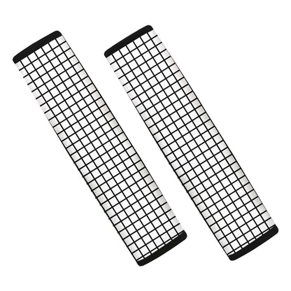 Black And White Windowpane Pattern Print Car Seat Belt Covers