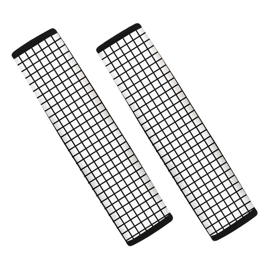 Black And White Windowpane Pattern Print Car Seat Belt Covers