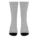 Black And White Windowpane Pattern Print Crew Socks