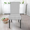 Black And White Windowpane Pattern Print Dining Chair Slipcover