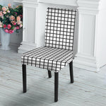 Black And White Windowpane Pattern Print Dining Chair Slipcover