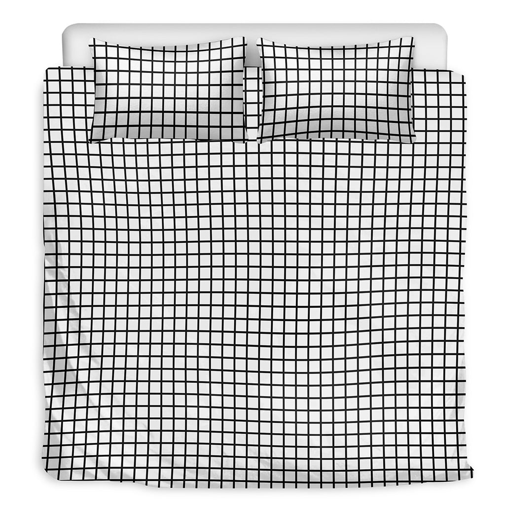 Black And White Windowpane Pattern Print Duvet Cover Bedding Set